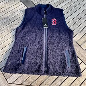 Antigua Womens Blue Boston Red Sox Sherpa Grace Full Zip Mock Neck Size 2XL Vest